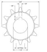 SPROCKET 12 tooth 60 series 1 1/4" ID